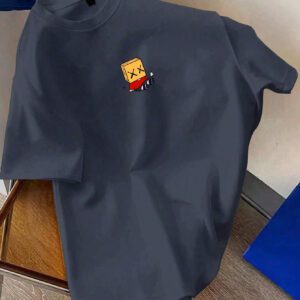 Manfinity Hypemode T-shirt décontracté à col rond, manches courtes avec imprimé de dessin animé mignon pour homme en été. Cadeau pour le petit ami, pour sortir