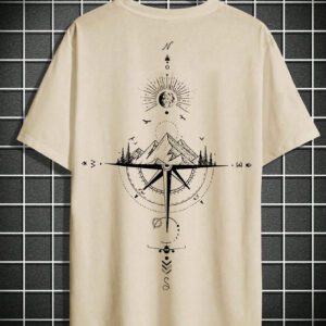 Manfinity LEGND T-shirt à col rond à manches courtes avec imprimé de montagne pour hommes, cadeau pour petit ami, pour sortir