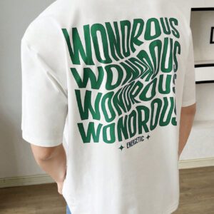 Manfinity UrbanChill T-shirt à manches courtes décontracté pour hommes avec imprimé lettres simple