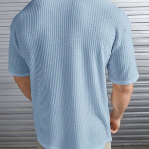 Manfinity Modomio T-shirt à col ras du cou à maille gaufre ample pour homme, unicolore