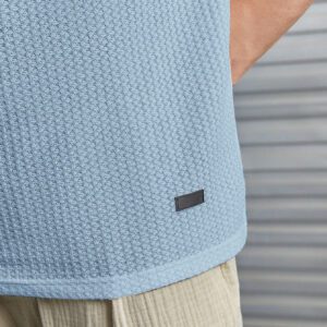 Manfinity Modomio T-shirt à col ras du cou à maille gaufre ample pour homme, unicolore