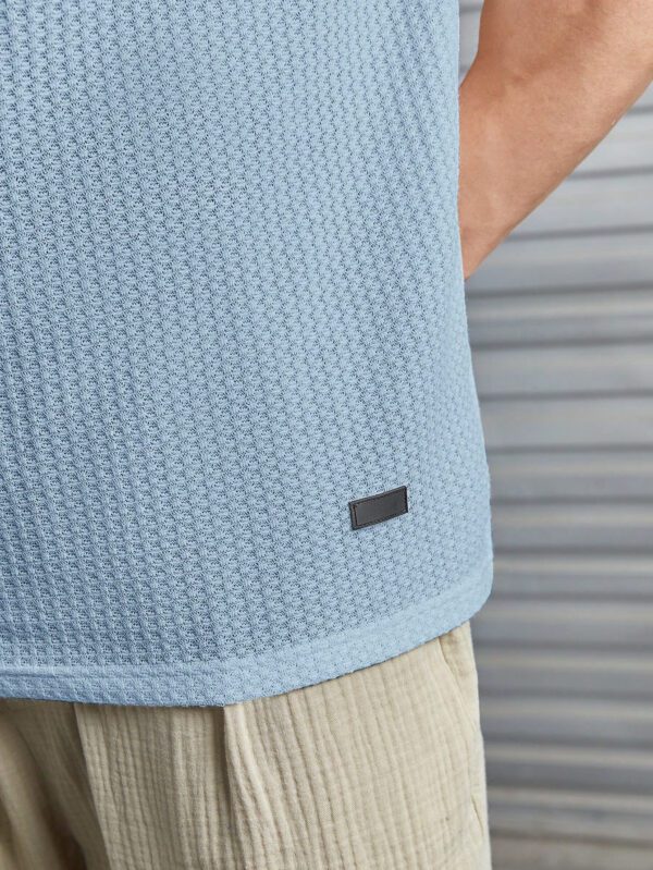 Manfinity Modomio T-shirt à col ras du cou à maille gaufre ample pour homme, unicolore – Image 7