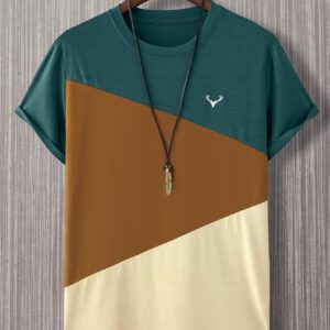 Manfinity Homme Homme T-shirt à blocs de couleurs à broderie sans collier
