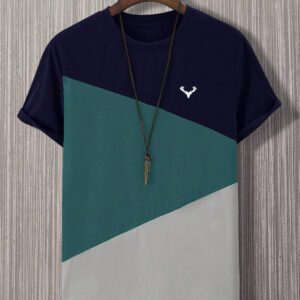 Manfinity Homme Homme T-shirt à blocs de couleurs à broderie sans collier