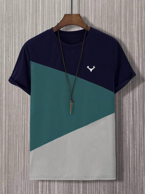 Manfinity Homme Homme T-shirt à blocs de couleurs à broderie sans collier – Image 6