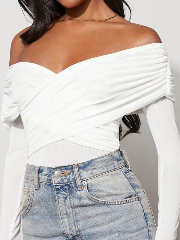 SHEIN BAE Body unicolore en tulle avec encolure en cœur – Image 5