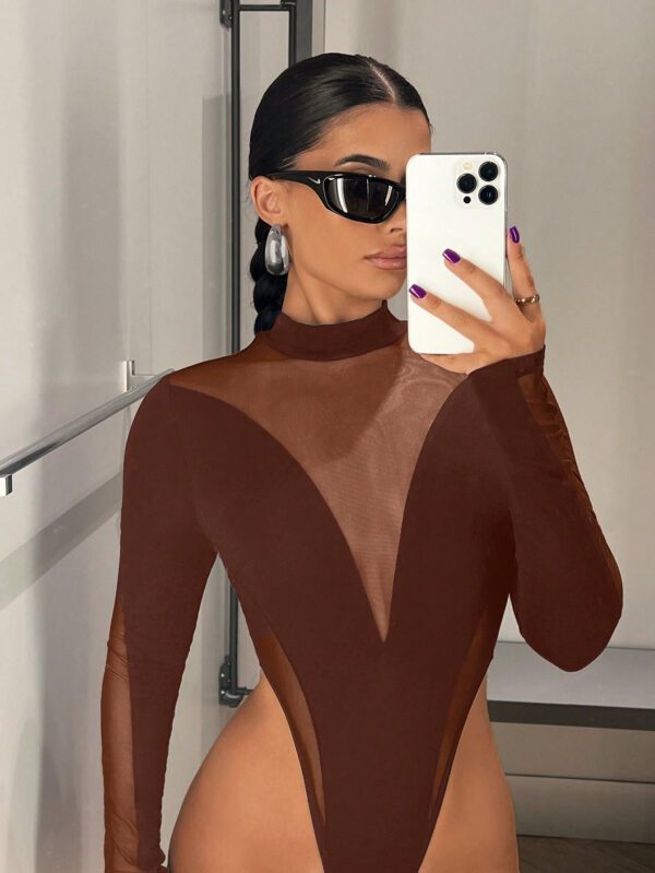 SHEIN ICON Body Noir À Col Montant En Maille De Contraste Et À Découpe Haute – Image 3