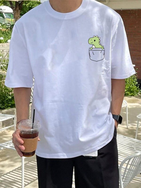 Manfinity Hypemode T-shirt à manches courtes décontracté avec graphique de dessin animé pour hommes, cadeau pour petit-ami – Image 3