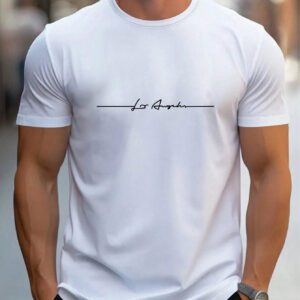 Manfinity Homme T-shirt décontracté pour hommes à manches courtes et col rond imprimé de lettres d'été