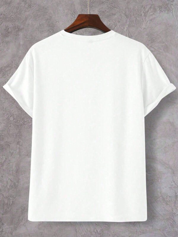 Manfinity Homme T-shirt décontracté pour hommes à manches courtes et col rond imprimé de lettres d'été – Image 2