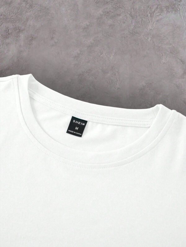 Manfinity Homme T-shirt décontracté pour hommes à manches courtes et col rond imprimé de lettres d'été – Image 3