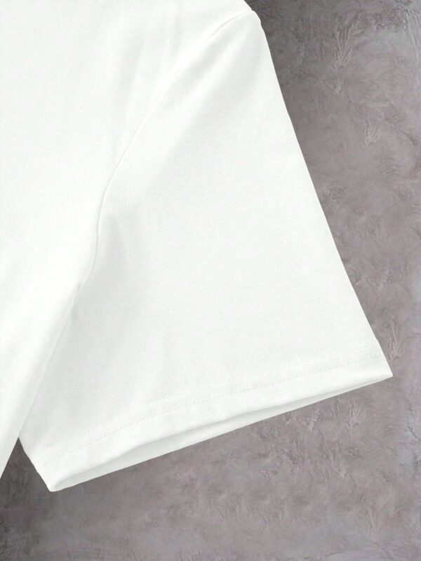 Manfinity Homme T-shirt décontracté pour hommes à manches courtes et col rond imprimé de lettres d'été – Image 5