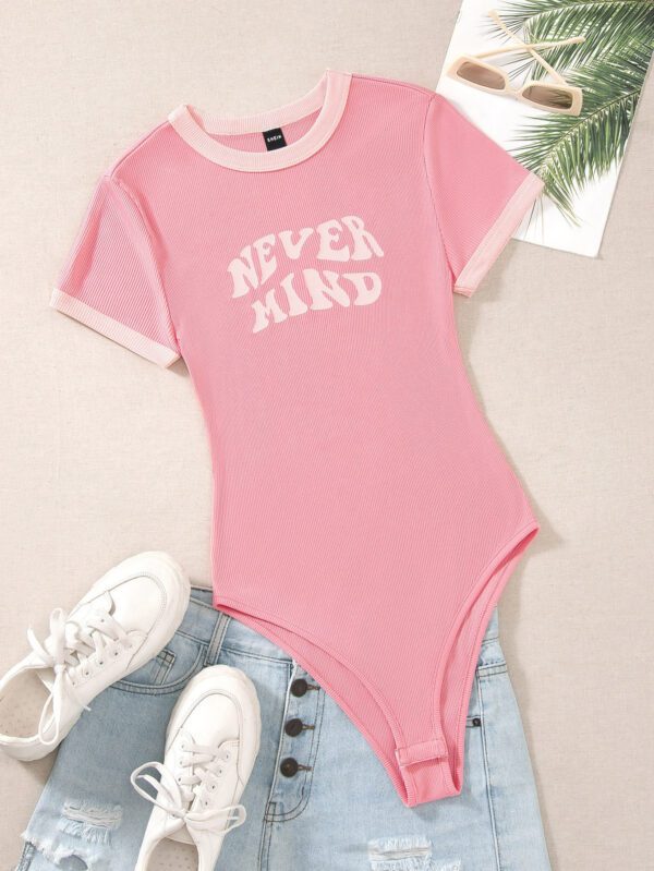 SHEIN MOOSTA Body graphique de slogan à bordure contrastante – Image 4