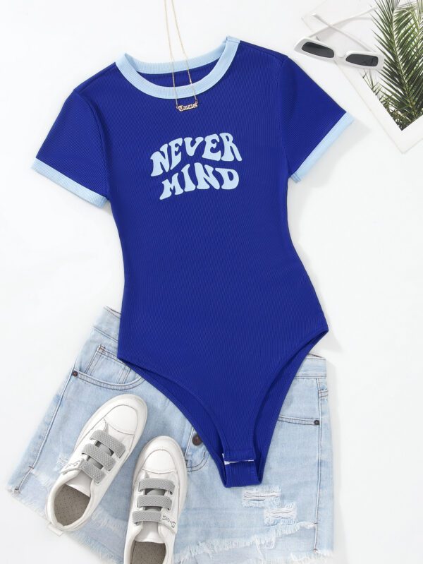 SHEIN MOOSTA Body graphique de slogan à bordure contrastante – Image 5