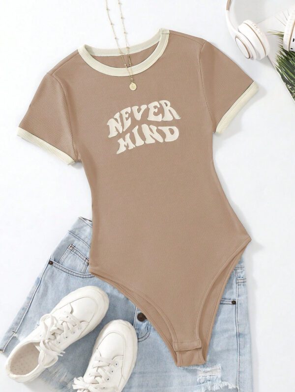 SHEIN MOOSTA Body graphique de slogan à bordure contrastante – Image 9