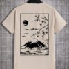Manfinity UrbanChill T-shirt À Manches Courtes Imprimé Mont Fuji Et Fleurs De Cerisier Pour Hommes