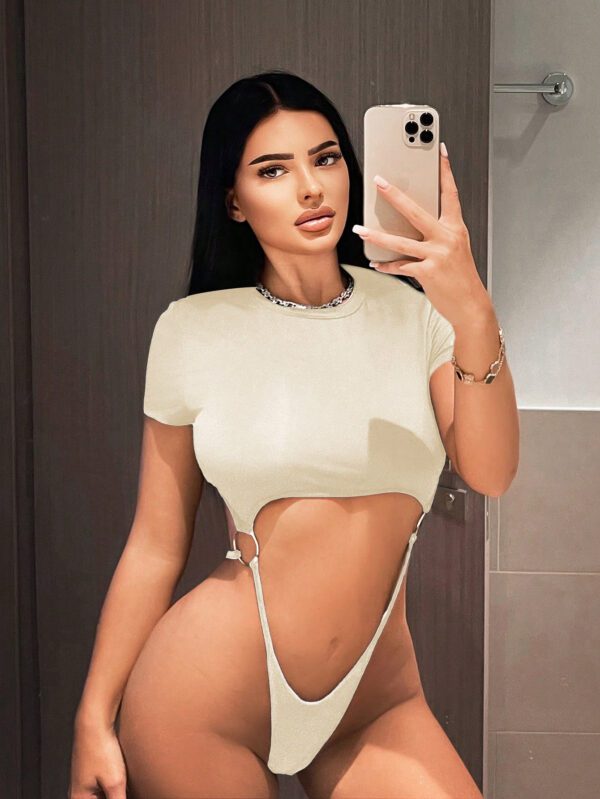 SHEIN SXY Body pour femmes sportif et décontracté, sexy et polyvalent, avec anneaux circulaires évidés pour l'été – Image 6