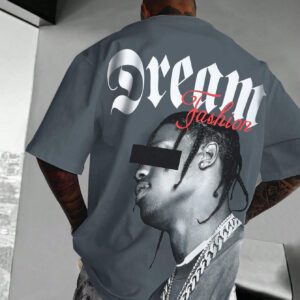 Manfinity LEGND T-shirt graphique surdimensionné d'été pour hommes avec imprimé de lettres et de caractères, col rond, streetwear, cadeau de petit-ami