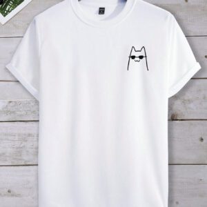 Manfinity Hypemode T-shirts pour hommes en coupe ajustée, col ras du cou, manches courtes, graphisme animal, décontracté, drôle, été
