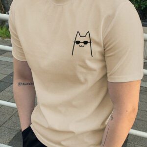 Manfinity Hypemode T-shirts pour hommes en coupe ajustée, col ras du cou, manches courtes, graphisme animal, décontracté, drôle, été