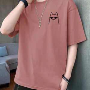 Manfinity Hypemode T-shirts pour hommes en coupe ajustée, col ras du cou, manches courtes, graphisme animal, décontracté, drôle, été