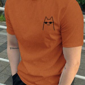 Manfinity Hypemode T-shirts pour hommes en coupe ajustée, col ras du cou, manches courtes, graphisme animal, décontracté, drôle, été