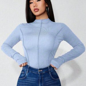SHEIN Relaxiva Body Femme À Col Montant À Manches Longues