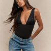 MISSGUIDED Body avec décolleté plongeant, détail de buste en dentelle et dos nu