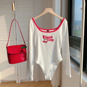 Comfortcana Body blanc à manches longues de base pour femmes, nouvelle collection du début de l'automne