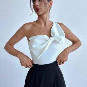 Aloruh Body élégant pour femme à une épaule avec nœud