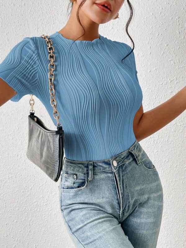 SHEIN Frenchy Combinaison femme col rond unie, à broderie ajourée, manches courtes. , vêtements de rentrée, style "old money", vêtements d'automne, vêtements 4 juillet, tenues de professeur – Image 9
