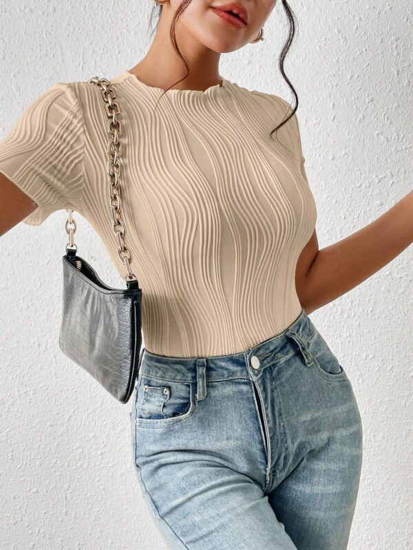 SHEIN Frenchy Combinaison femme col rond unie, à broderie ajourée, manches courtes. , vêtements de rentrée, style "old money", vêtements d'automne, vêtements 4 juillet, tenues de professeur – Image 10