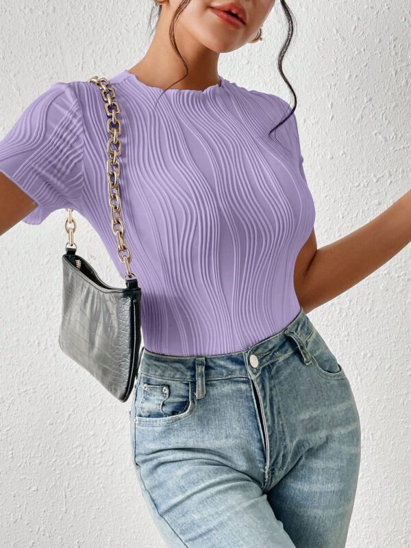 SHEIN Frenchy Combinaison femme col rond unie, à broderie ajourée, manches courtes. , vêtements de rentrée, style "old money", vêtements d'automne, vêtements 4 juillet, tenues de professeur – Image 11