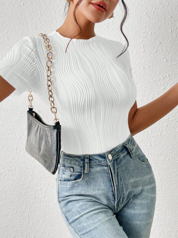 SHEIN Frenchy Combinaison femme col rond unie, à broderie ajourée, manches courtes. , vêtements de rentrée, style "old money", vêtements d'automne, vêtements 4 juillet, tenues de professeur – Image 13