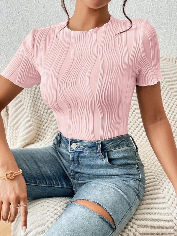 SHEIN Frenchy Combinaison femme col rond unie, à broderie ajourée, manches courtes. , vêtements de rentrée, style "old money", vêtements d'automne, vêtements 4 juillet, tenues de professeur – Image 16
