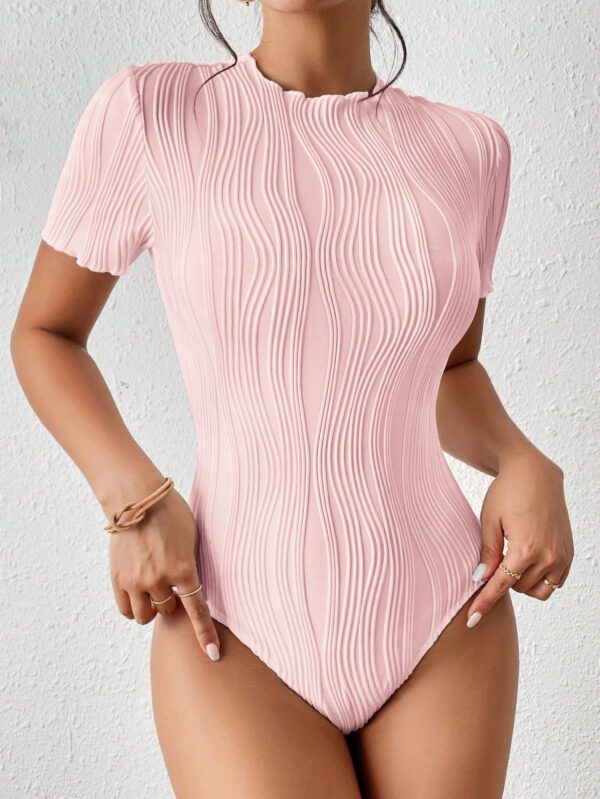 SHEIN Frenchy Combinaison femme col rond unie, à broderie ajourée, manches courtes. , vêtements de rentrée, style "old money", vêtements d'automne, vêtements 4 juillet, tenues de professeur – Image 17