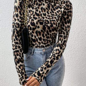SHEIN Privé Body léopard à col montant