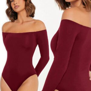 SHEIN BASICS Bodycon Bodysuit Épaules Dénudées Pour Femmes