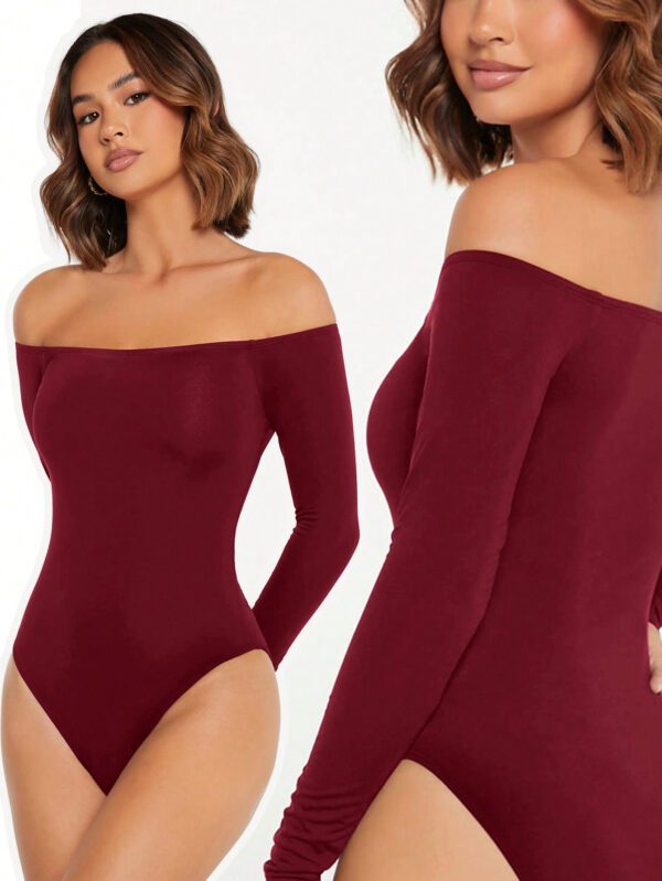 SHEIN BASICS Bodycon Bodysuit Épaules Dénudées Pour Femmes