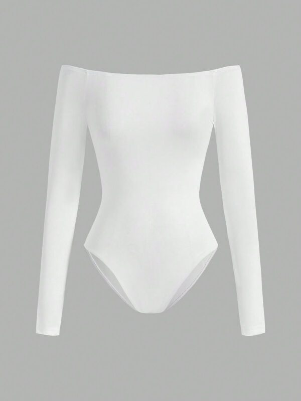 SHEIN BASICS Bodycon Bodysuit Épaules Dénudées Pour Femmes – Image 3