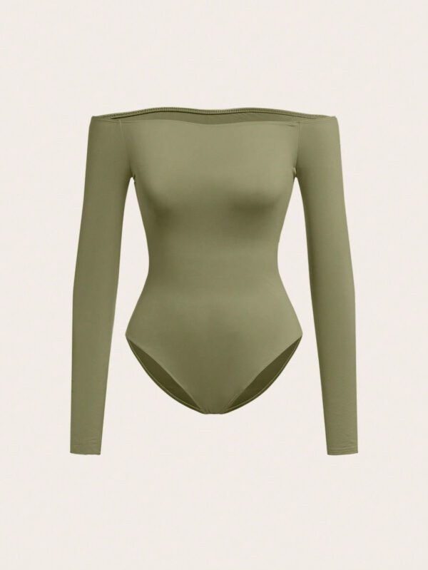 SHEIN BASICS Bodycon Bodysuit Épaules Dénudées Pour Femmes – Image 5