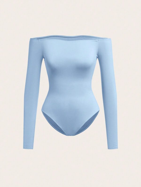 SHEIN BASICS Bodycon Bodysuit Épaules Dénudées Pour Femmes – Image 6