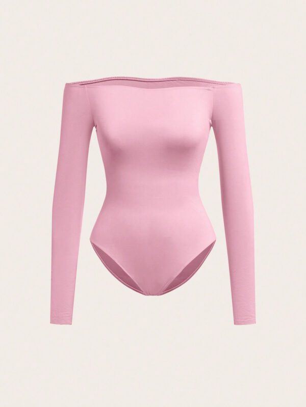 SHEIN BASICS Bodycon Bodysuit Épaules Dénudées Pour Femmes – Image 7