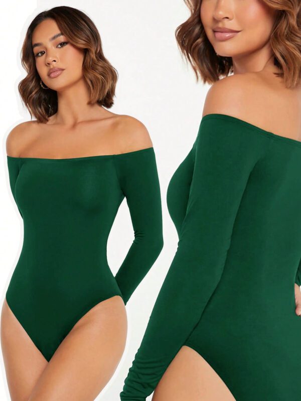 SHEIN BASICS Bodycon Bodysuit Épaules Dénudées Pour Femmes – Image 8