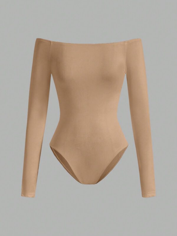 SHEIN BASICS Bodycon Bodysuit Épaules Dénudées Pour Femmes – Image 9