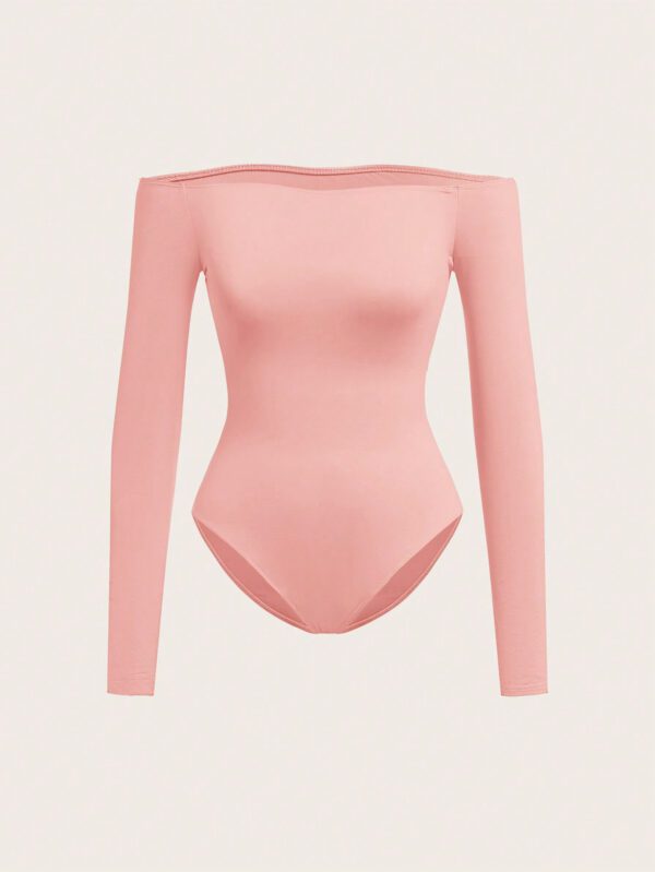 SHEIN BASICS Bodycon Bodysuit Épaules Dénudées Pour Femmes – Image 14