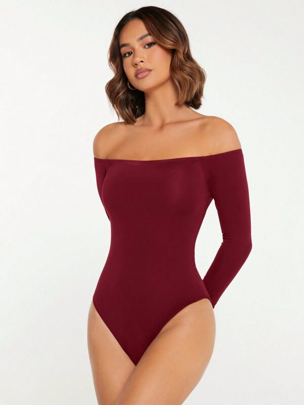 SHEIN BASICS Bodycon Bodysuit Épaules Dénudées Pour Femmes – Image 16