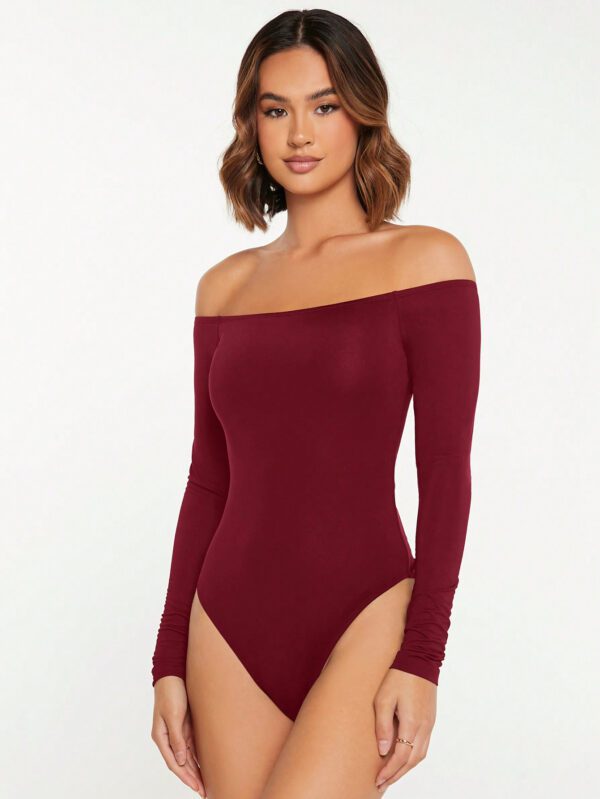 SHEIN BASICS Bodycon Bodysuit Épaules Dénudées Pour Femmes – Image 19