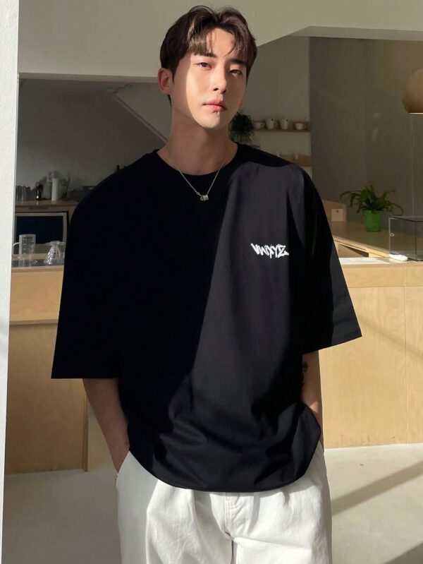 DAZY T-shirt d'été décontracté pour homme avec impression de lettre, col rond et manches courtes – Image 2