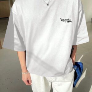 DAZY T-shirt d'été décontracté pour homme avec impression de lettre, col rond et manches courtes